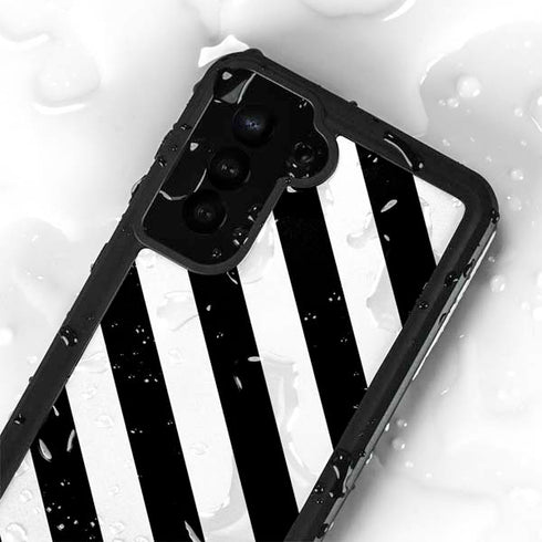 Black and White Geometric Stripes Galaxy S24 Plus Waterproof Case